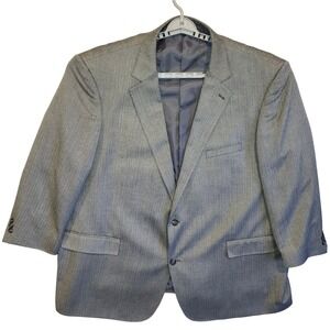 Oak Hill Mens 3XL 54/56R Grey Herringbone Two Button Blazer Sport Coat Jacket